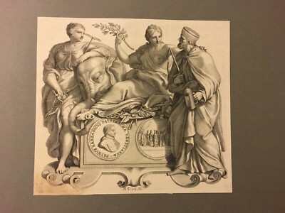Venezia, Patriarca Veneziano Pietro Barbadico, Antica Allegoria, Medaglia, Incisione