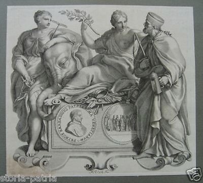 Venezia, Patriarca Veneziano Pietro Barbadico, Antica Allegoria, Medaglia, Incisione
