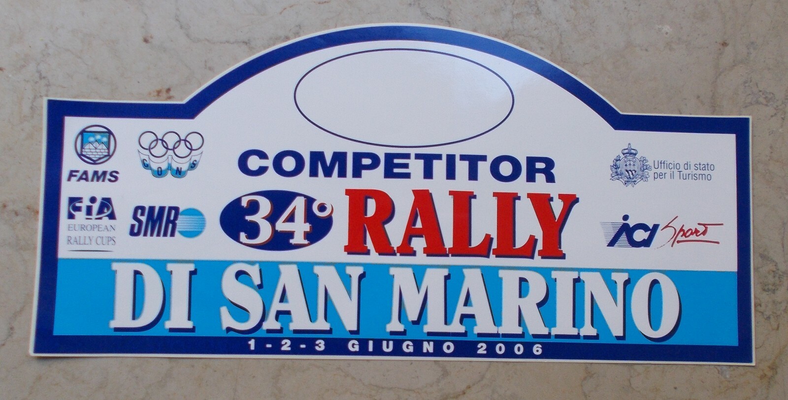 Sport Rally San Marino: Grande Adesivo Pubblicitario, Giugno 2006