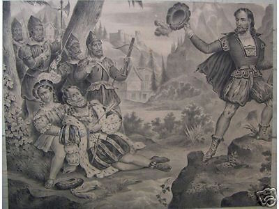Antica Grande Scena Storica   Litografia Originale Dell'800