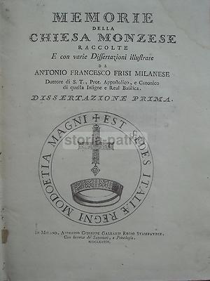 Milano, Monza. Storia Locale: Chiesa Monzese. Antonio Francesco Frisi. Libro Antico Illustrato.