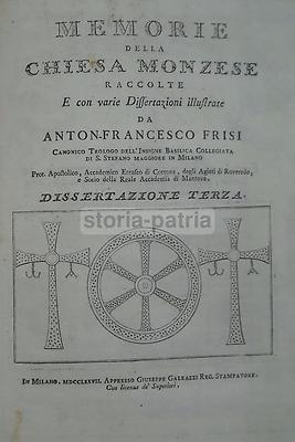 Milano, Monza. Storia Locale: Chiesa Monzese. Antonio Francesco Frisi. Libro Antico Illustrato.
