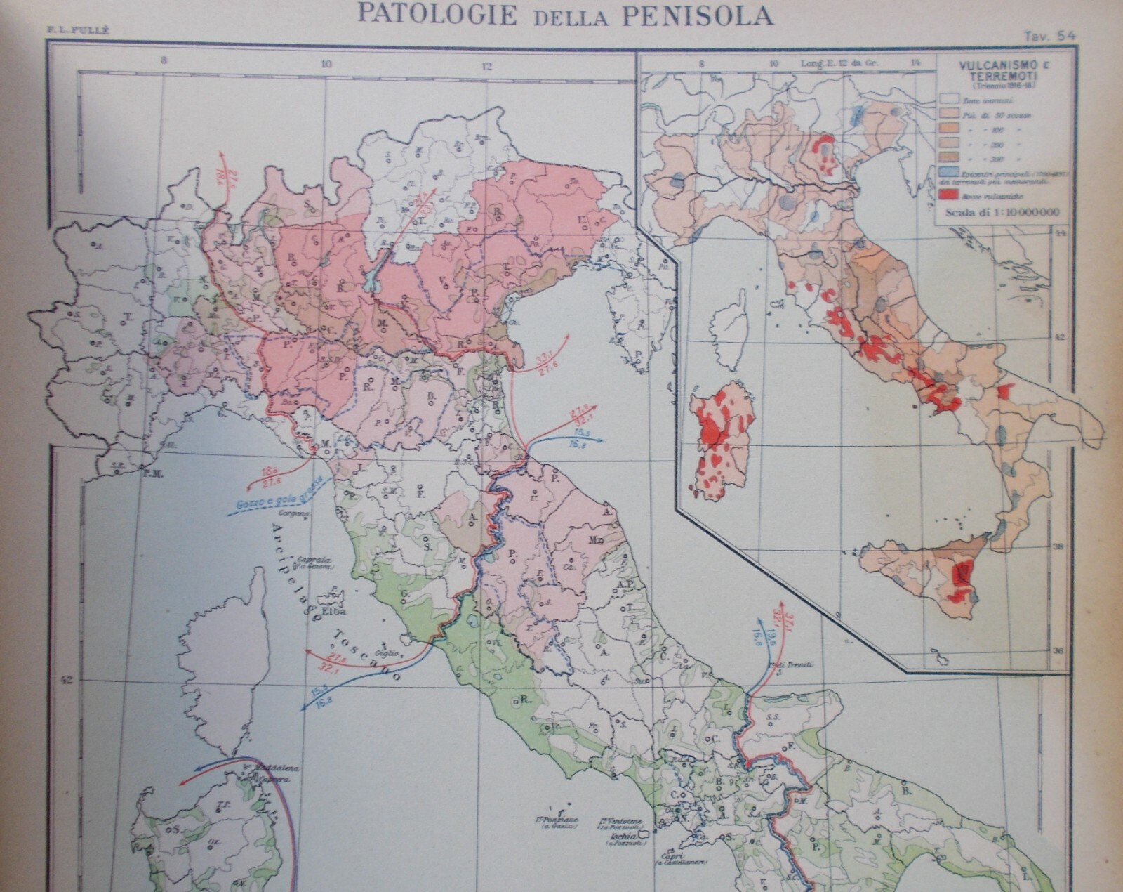 Medicina, Antropologia, Malaria, Pellagra, Geologia, Vulcanismo E Terremoti: Cartografia d'Italia