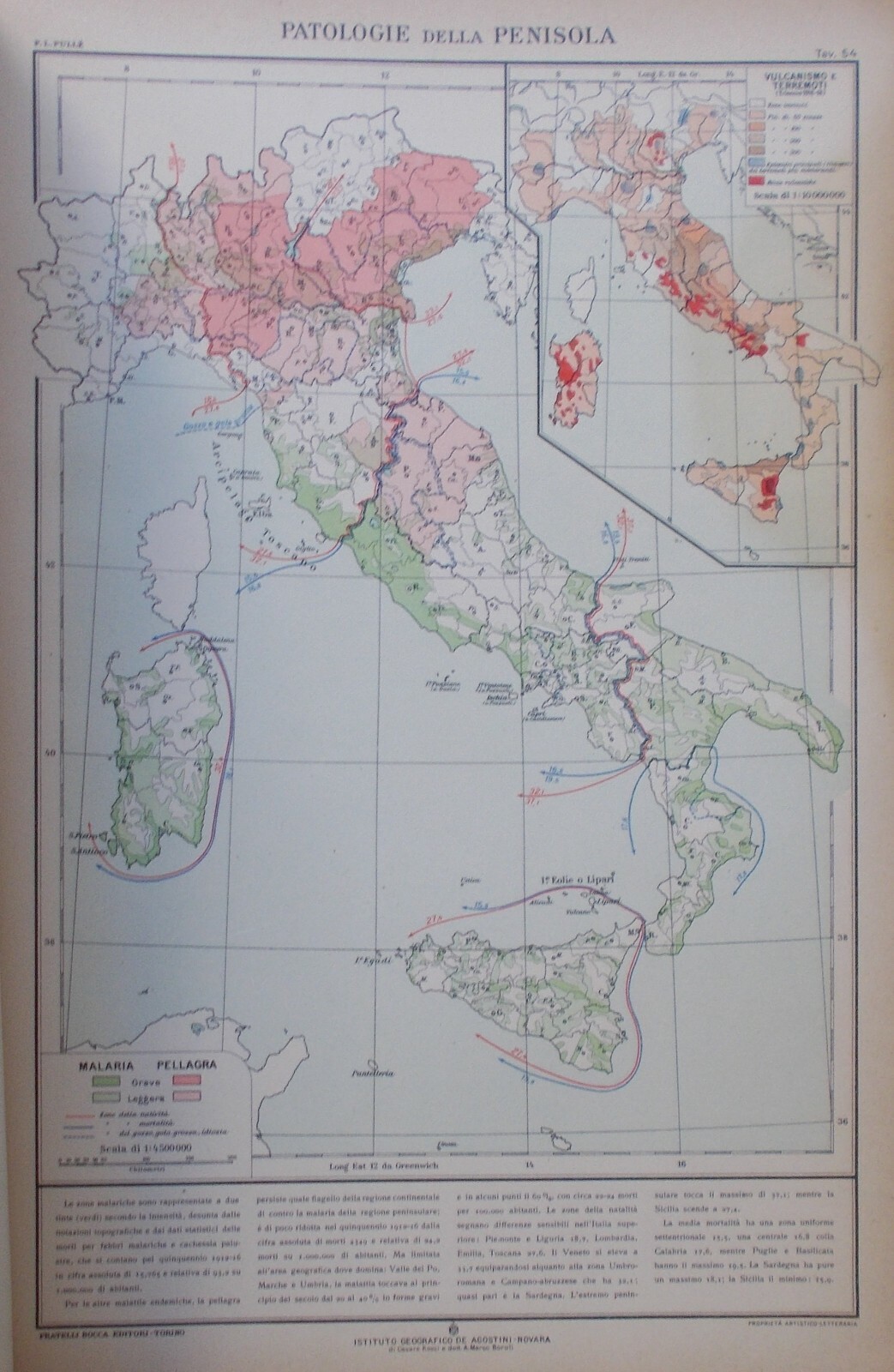 Medicina, Antropologia, Malaria, Pellagra, Geologia, Vulcanismo E Terremoti: Cartografia d'Italia