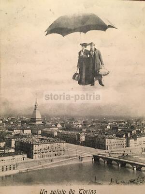 Piemonte, Torino: Cartolina Panoramica Con Fotomontaggio d'Epoca