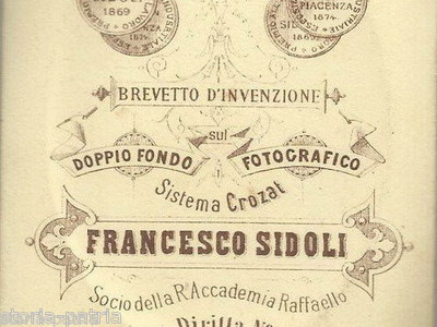 Emilia, Piacenza: Raro Antico Ritratto Fotografico, Fotografia Sidoli, Araldica, '800