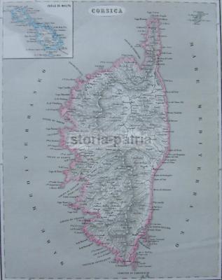 Corsica, Capraia, Antica Cartografia Pagnoni, Mappa Decorativa Con Isole Di Malta