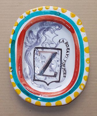 Artistica Ceramica, Piatto Decorativo, Stemma Araldico, Scudo E Cimiero, Firmato