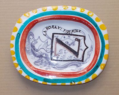 Artistica Ceramica, Piatto Decorativo, Stemma Araldico, Scudo E Cimiero, Firmato