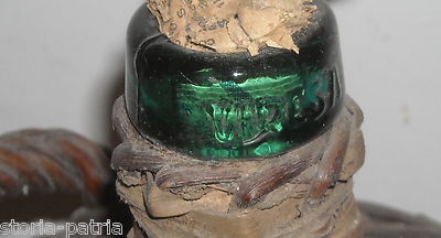 Bottiglia Da Collezione Viresa, Fiasco d'Epoca In Vetro Verde Decorativo