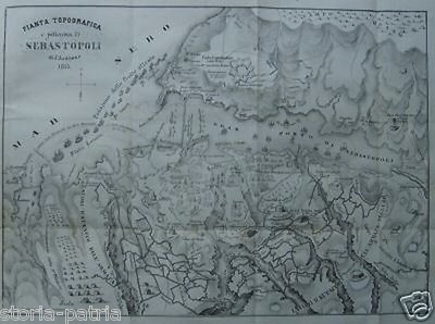 Militaria, Crimea, Sebastopoli: Antica Cartografia, Mappa d'Epoca, 1855