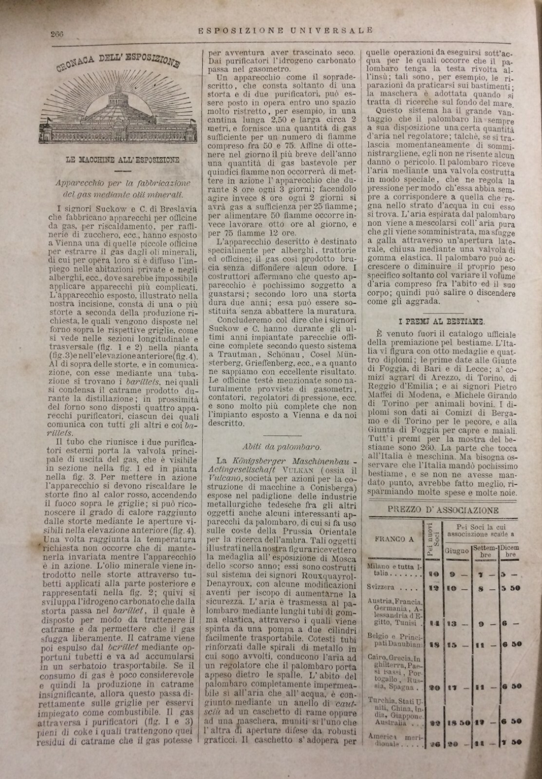 Abito E Apparato Da Palombaro: Antica Xilografia, 1873