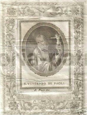 Arte Popolare Napoletana   Apicella   Antica Stampa Devozionale   San Vincenzo De Paoli