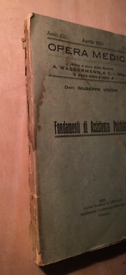 Psichiatria: Assistenza Psichiatrica In Italia E All'Estero. Ospedali E Manicomi. Giuseppe Vidoni