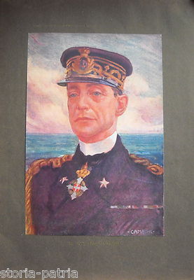Militaria, Arte, Pittura: Ritratto Del Duca Degli Abruzzi, Savoia, Araldica Stampa Antica