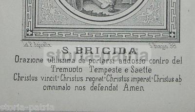 Santa Brigida. Antica Stampa Popolare Devozionale Contro Terremoti, Tempeste E Saette