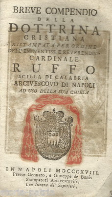 Calabria, Araldica, Scilla, Ruffo: Antica Edizione Stampa Popolare Devozionale, 1818