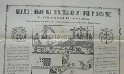 Antica Stampa Popolare Devozionale: Terra Santa, Frati Minori, Gramiccia, Montecalvario