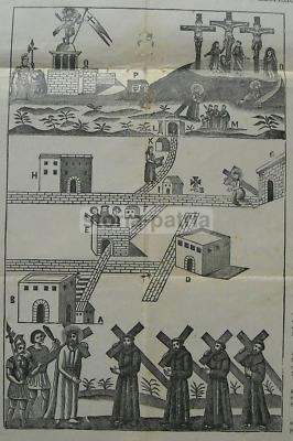 Antica Stampa Popolare Devozionale: Terra Santa, Frati Minori, Gramiccia, Montecalvario