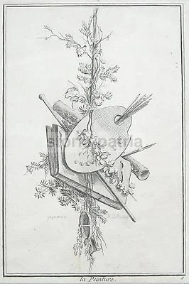 Art, Colours, Brushes, Album: Allegory of Painting, Antique Artistic Engraving