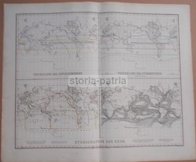 Geologia, Fisica Terrestre E Climatologia: Mappa Delle Correnti Marine Di America, Asia Ed Europa