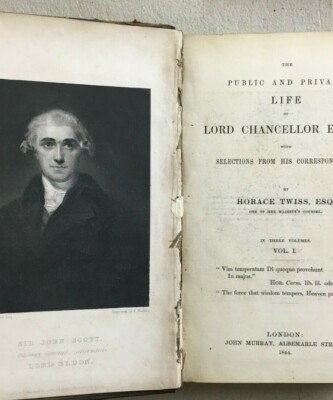 Antica Biografia: Vita Pubblica E Privata Del Cancelliere Eldon, Illustrato '800