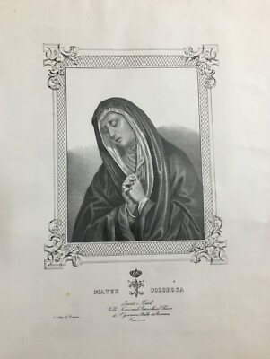 Antica Stampa Devozionale Dell'Addolorata, Roma, Chiesa Di San Giovanni Battista Dei Fiorentini
