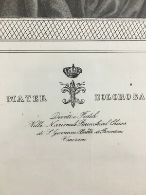Antica Stampa Devozionale Dell'Addolorata, Roma, Chiesa Di San Giovanni Battista Dei Fiorentini
