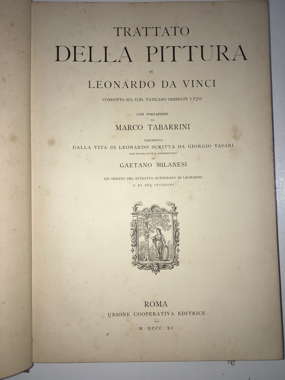 Leonardo Da Vinci: Trattato Della Pittura, Vasari, Antica Edizione Illustrata, 1890, Ritratto
