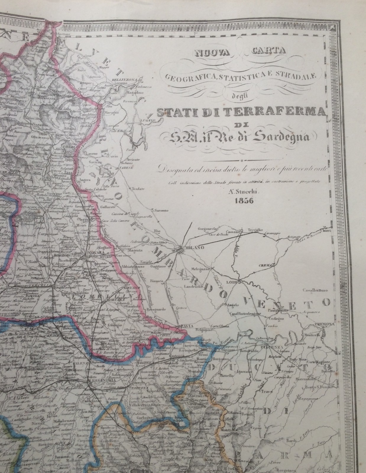 Stati Sardi: Piemonte, Liguria, Torino, Genova, Aosta, Nizza. Ferrovie, Cartografia, 1856