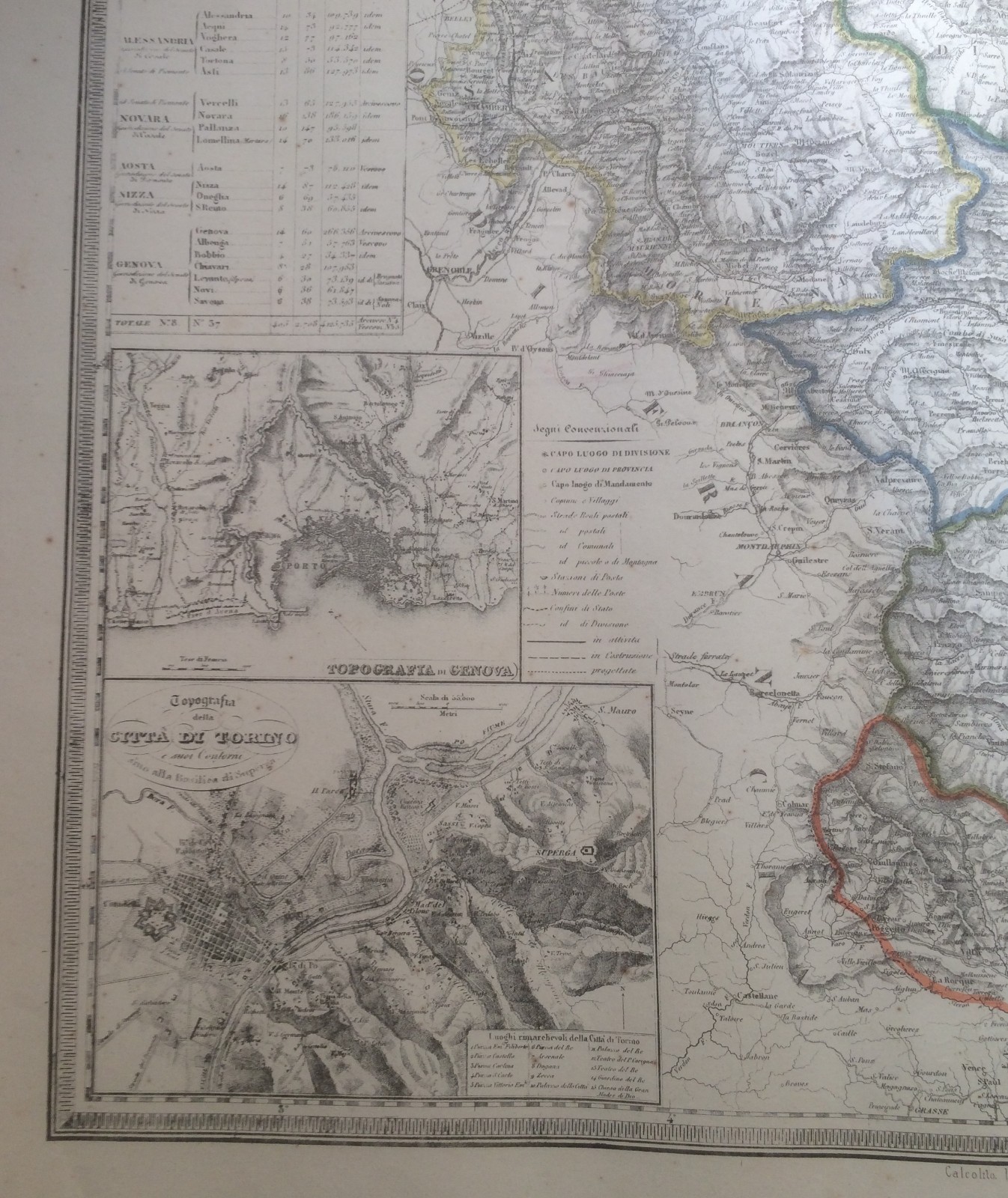 Stati Sardi: Piemonte, Liguria, Torino, Genova, Aosta, Nizza. Ferrovie, Cartografia, 1856