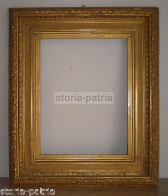 Antica Cornice Dorata Con Decoro A Pastiglia Per Dipinti O Specchiere