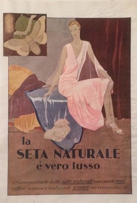 Tessuti, Stoffe, Seta Naturale: Stampa Pubblicitaria d'Epoca Di Chazelle