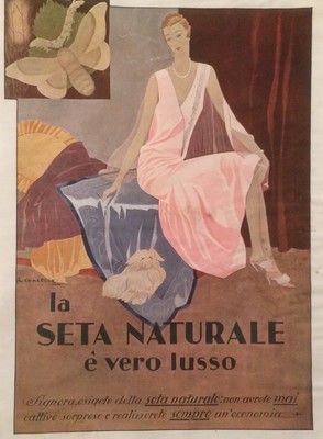 Tessuti, Stoffe, Seta Naturale: Stampa Pubblicitaria d'Epoca Di Chazelle