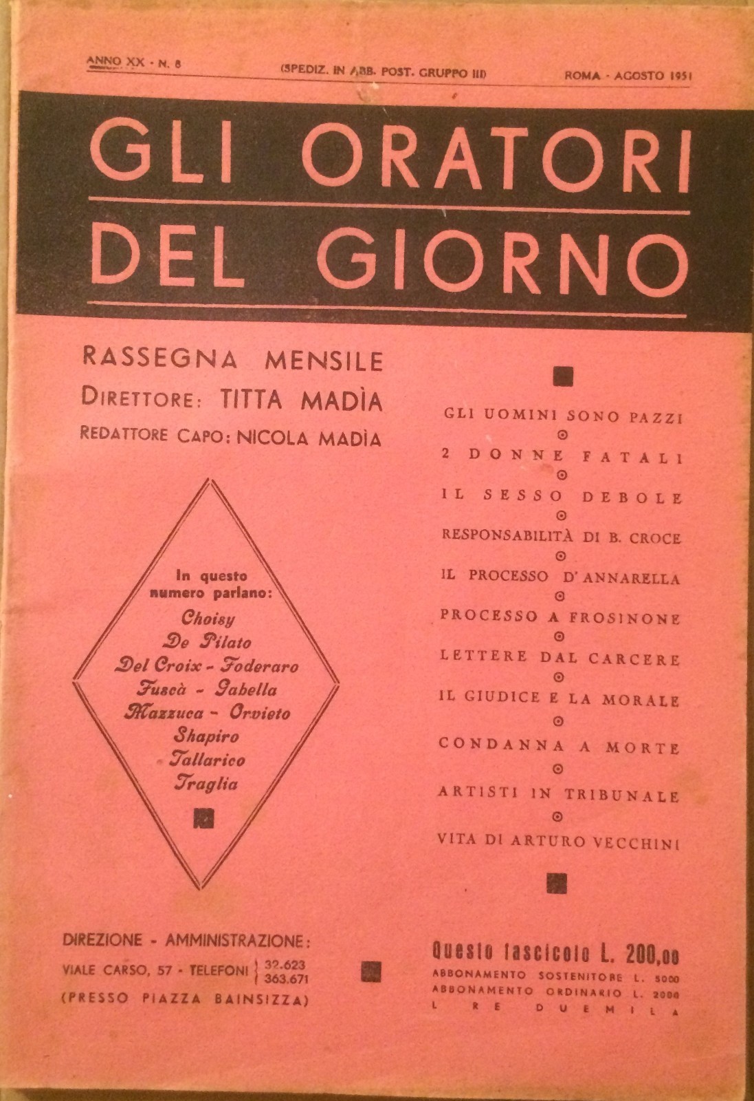 Oratoria Giuridica: Benedetto Croce, Malocchio, Pozzo Palone, Vecchini, Berardelli