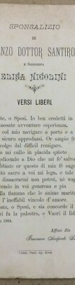 Abruzzo, Vacri. Rara Edizione Per Nozze Santirocco Nicolini, 1904. Foglio Volante.