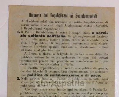Politica, Propaganda, Partiti Politici: Repubblicani, Socialcomunisti, Volantino