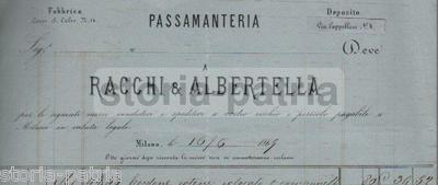 Racchi & Albertella   Milano   Fattura Commerciale Pubblicitaria Con Marca Da Bollo, 1869