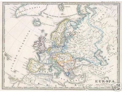 Europa, Turchia, Italia. Cartografia Antica Dell'Ottocento