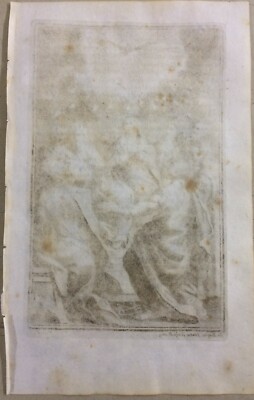 Antica Stampa Popolare Devozionale: Scena Biblica Della Pentecoste   Incisore G.B. Sintes