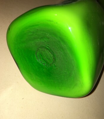 Antico Vetro Da Collezione, Vaso Di Bel Modellato, Opalescente Verde, Caraffa, Novecento