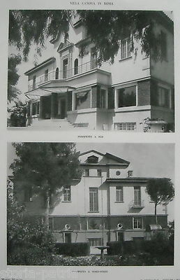 Roma: Villa Canova, Prospettive Architettoniche. Due Stampe Dell'Architetto Mario Marchi