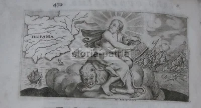Testatina Hispania con Allegoria di San Marco, Acquaforte Firmata G. Abbia, Inizio Settecento
