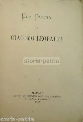 Una Difesa di Giacomo Leopardi, Napoli, Indicatore Generale del Commercio 1880