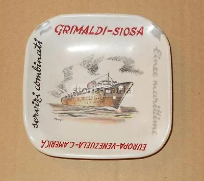 Posacenere Pubblicitario Grimaldi Siosa, Illustrazione di Alongi, Circa Anni Cinquanta