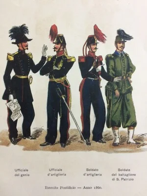 Esercito Pontificio 1860: Uniformi del Genio, Artiglieria e Battaglione di S. Patrizio, foto 2 di 2