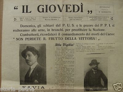 Il Giovedì, Settimanale Di Bari Con Salvemini E Favia, 14 Novembre 1919