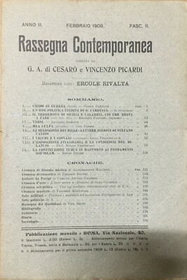 Rassegna Contemporanea, Roma, Febbraio 1909 Carducci, Pirandello, Terremoto Sicilia E Calabria