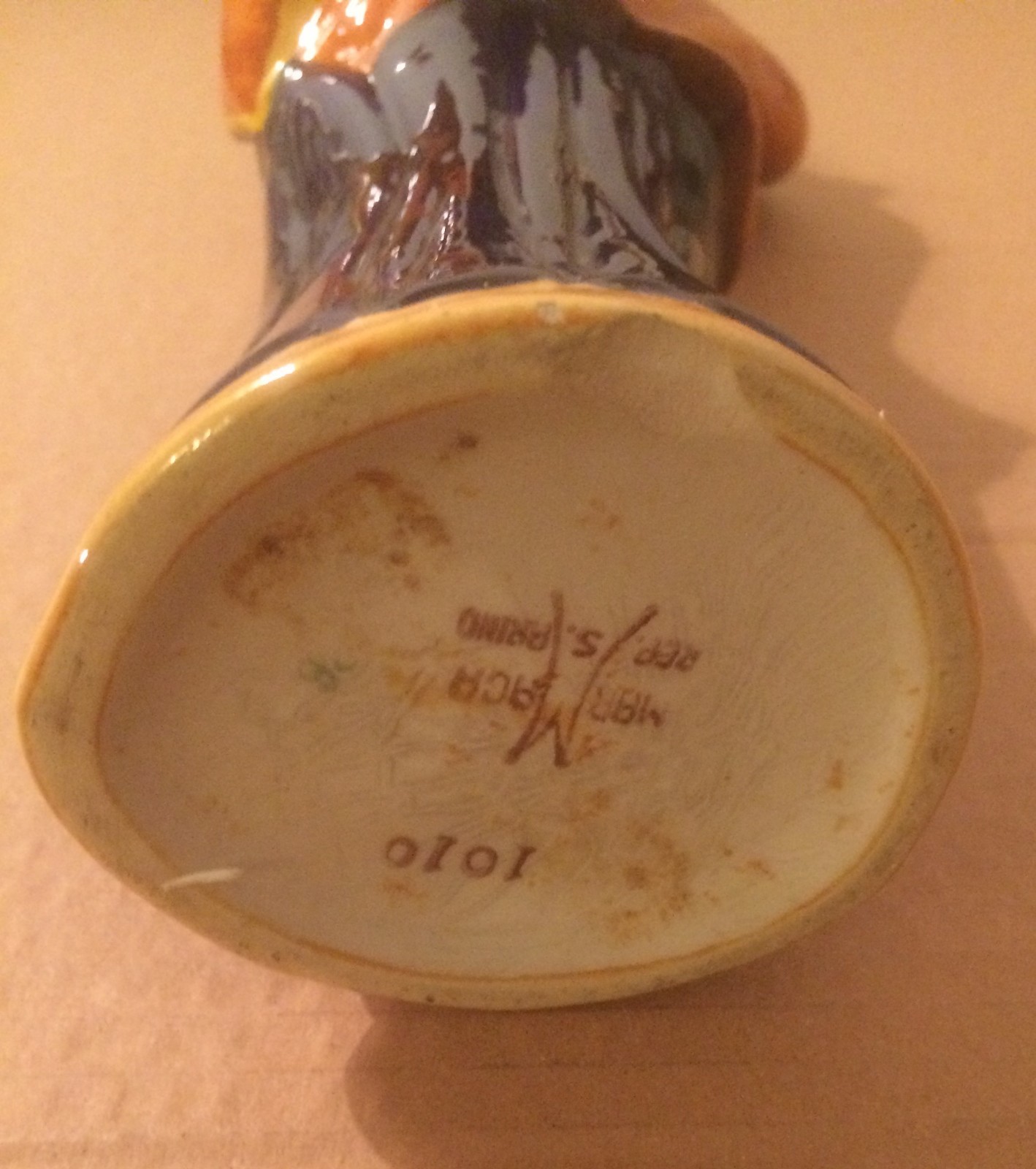 Bottiglia Artistica In Ceramica, Scultura Decorativa, Manifattura Marmaca, Maschera