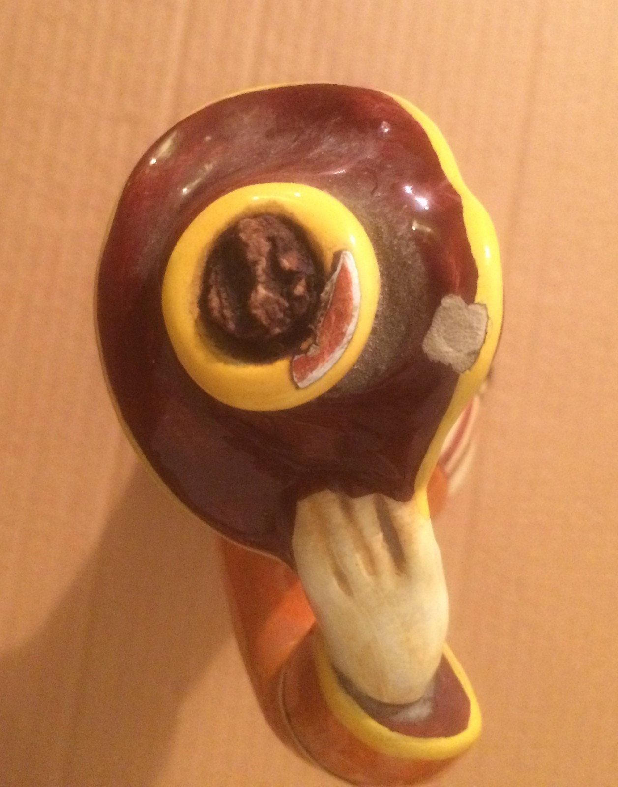Bottiglia Artistica In Ceramica, Scultura Decorativa, Manifattura Marmaca, Maschera